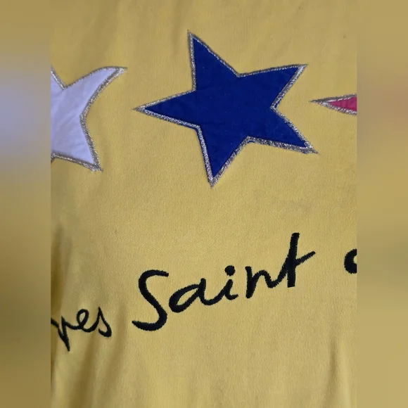 Vintage Yves Saint Laurent Yellow Sweater with Multicolor Stars - Picture 15 of 15